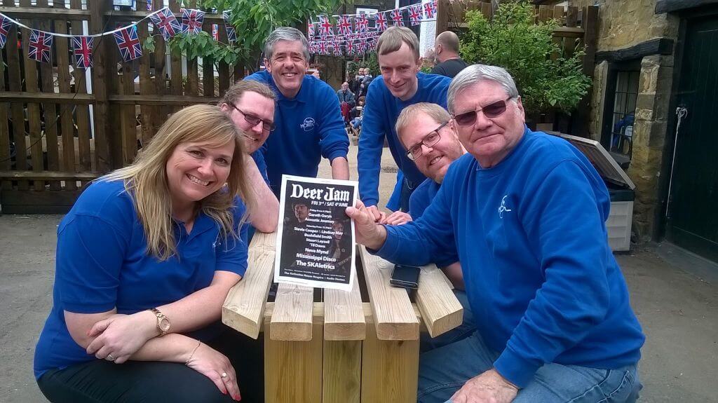 Radio Horton members enjoying the music and atmospherics at DeerJam. (Front L-R: Members, Lisa Simmons, Charlie Hallam, Graham Rousell, James Hulbert, Anthony Brown and Bob Dainty)